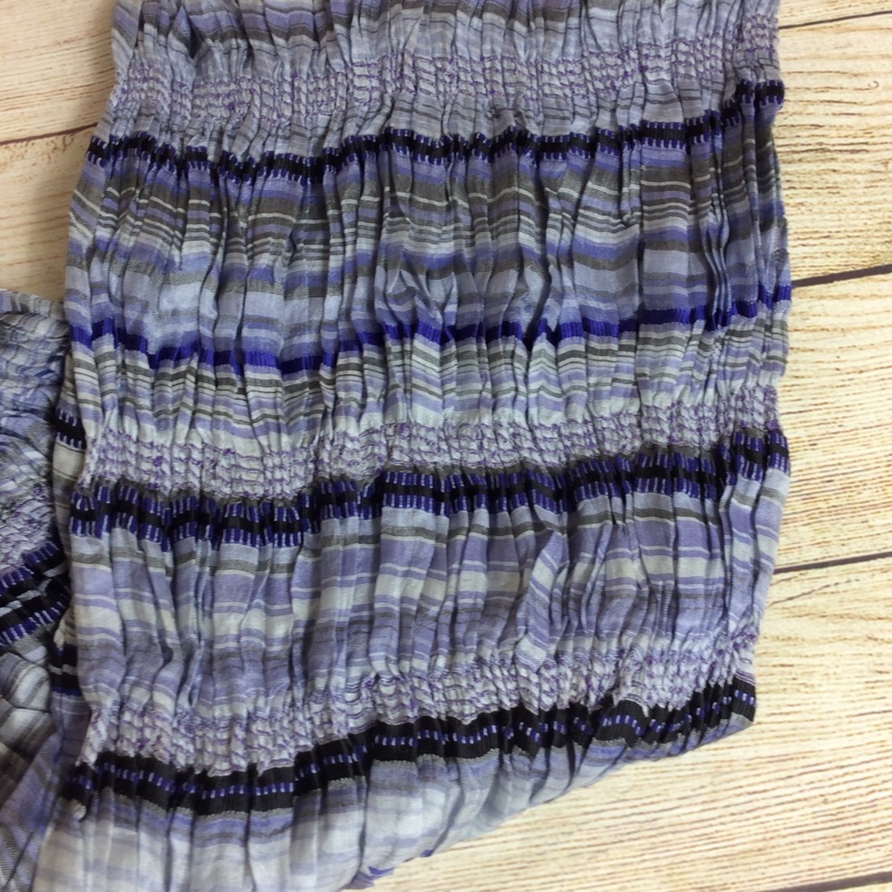 Eileen Fisher 100% silk purple stripe fringe scarf - Picture 2 of 4